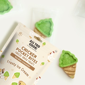 All Too Good Chicken Pocket Bites Freeze-Dried Treats Frosty Ice Cream 60g All Too Good Chicken Pocket Bites Freeze-Dried Treats Frosty Ice Cream 60g